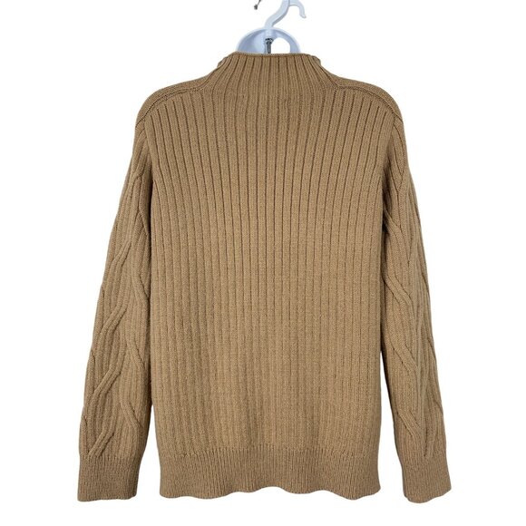 Romeo & Juliet Couture Women's Tan Cable Knit Mock Neck Sweater Size Medium - Picture 5 of 10